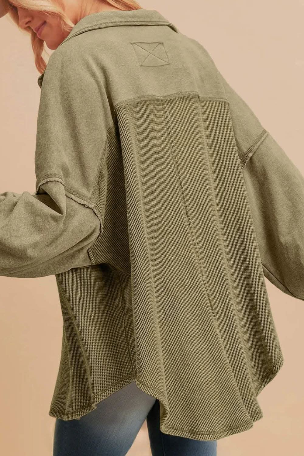 Trendsi Waffle-Knit Shacket Women's Layering Fashion Top Versatile Fit