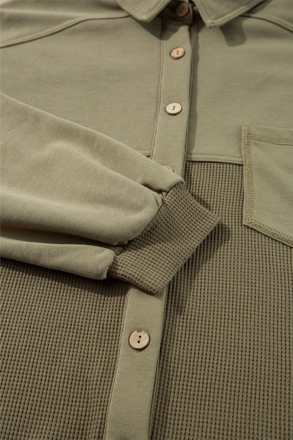 Trendsi Waffle-Knit Shacket Women's Layering Fashion Top Versatile Fit