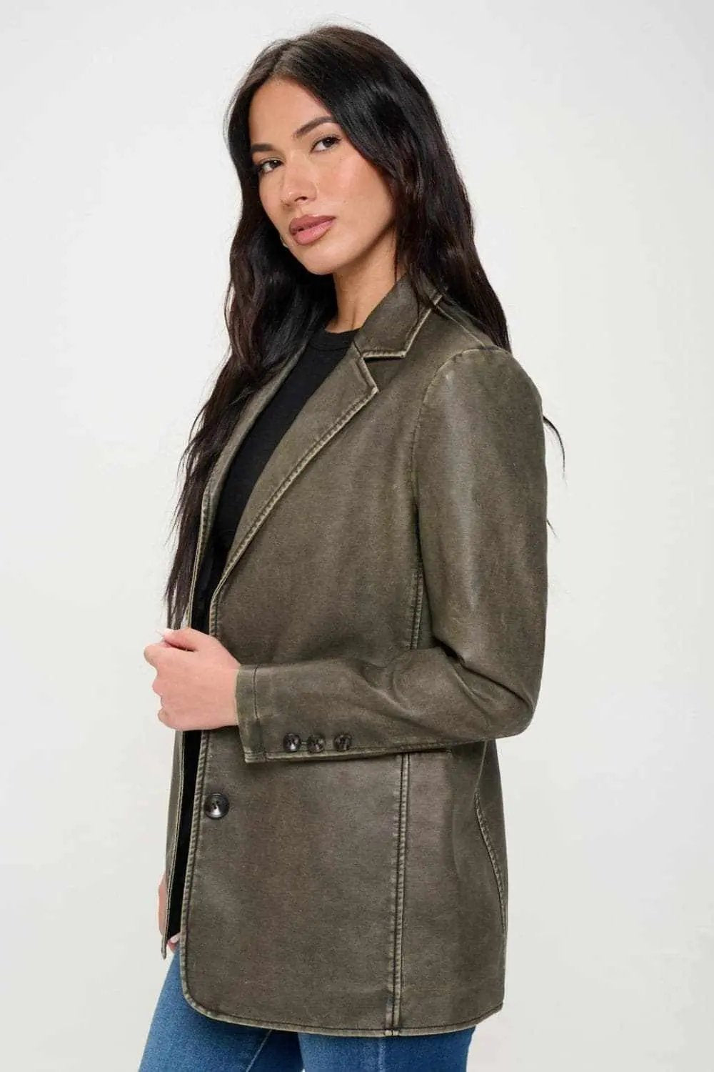 Trendsi Chic vegan leather blazer, ethical style