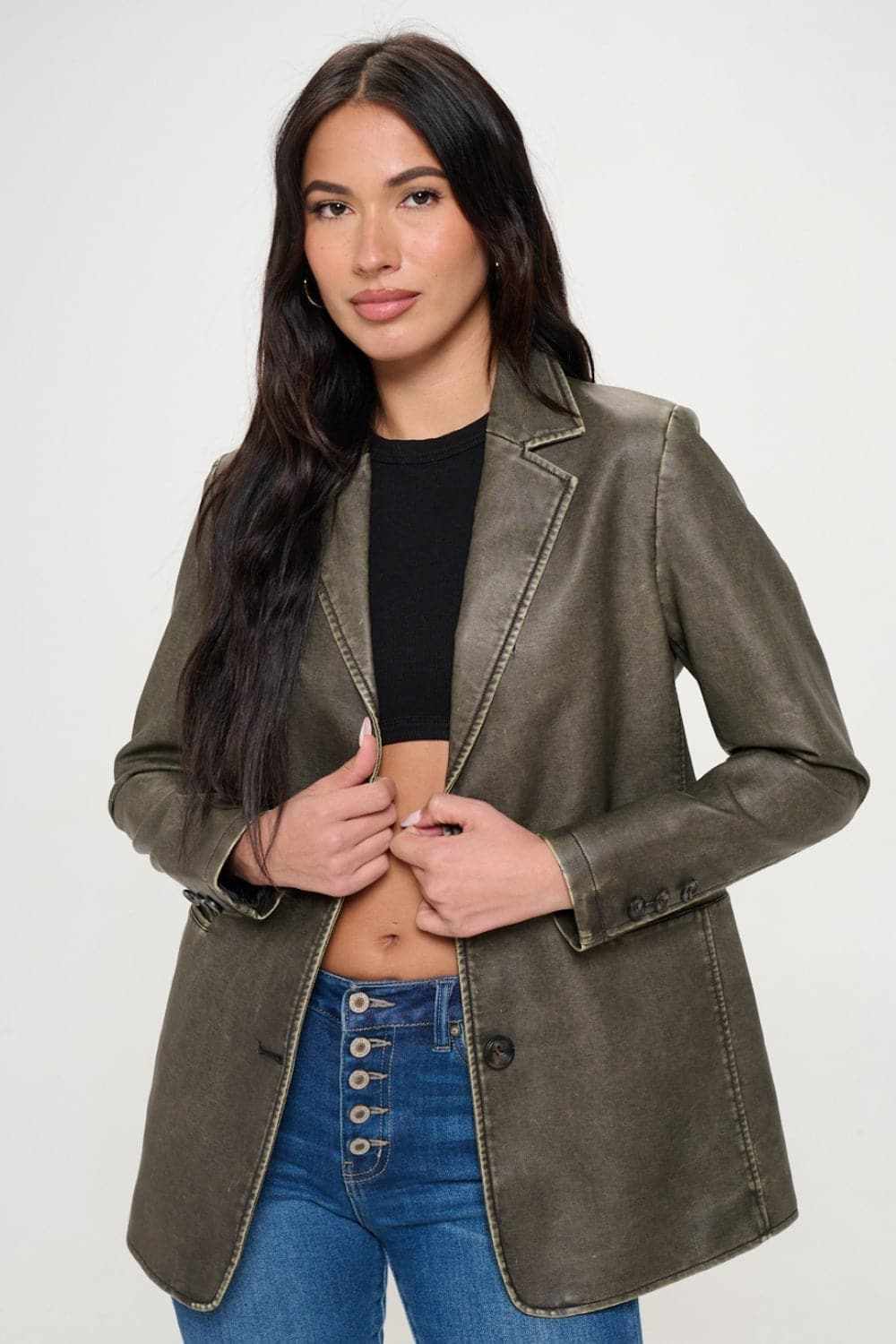 Trendsi Chic vegan leather blazer, ethical style