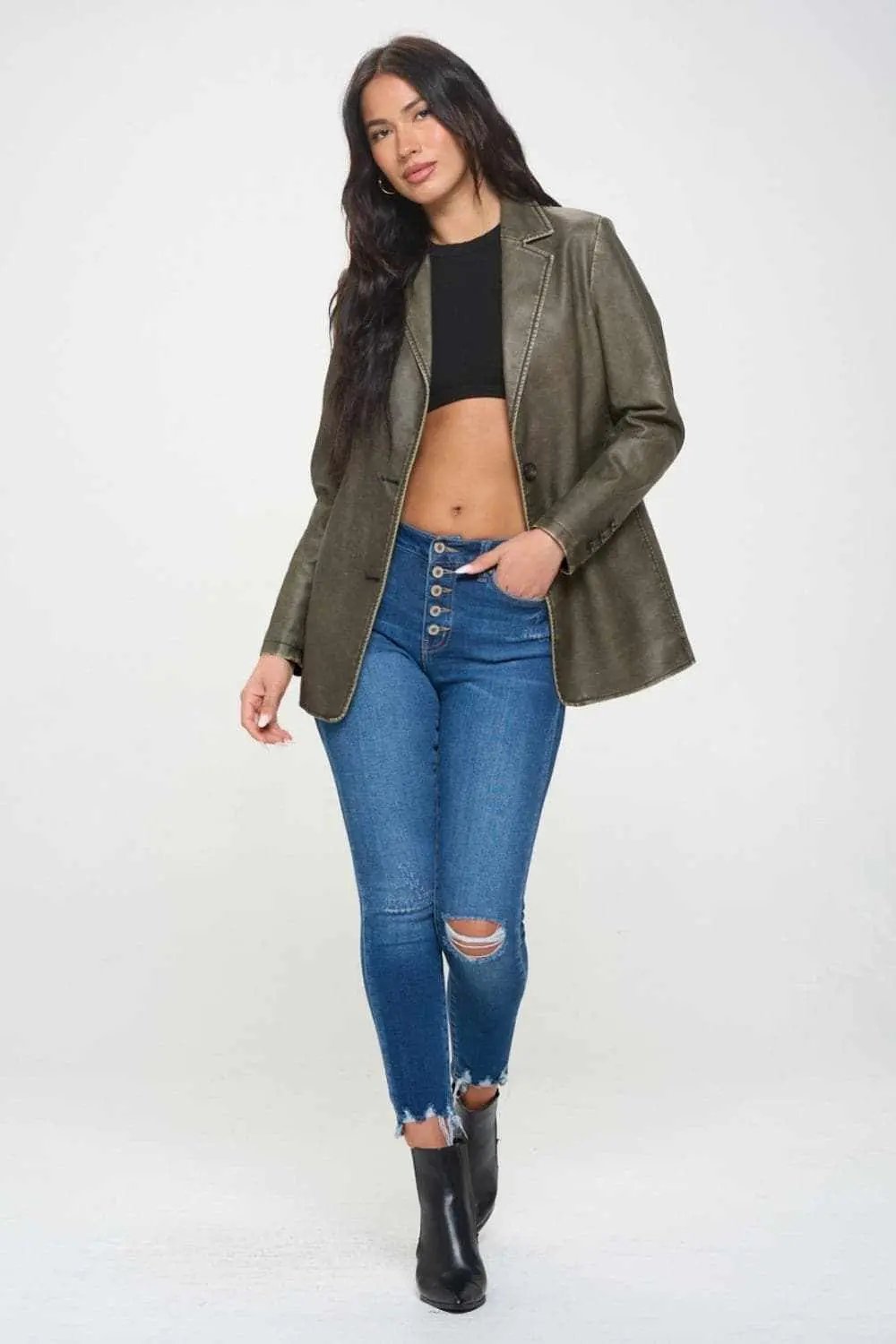 Trendsi Chic vegan leather blazer, ethical style