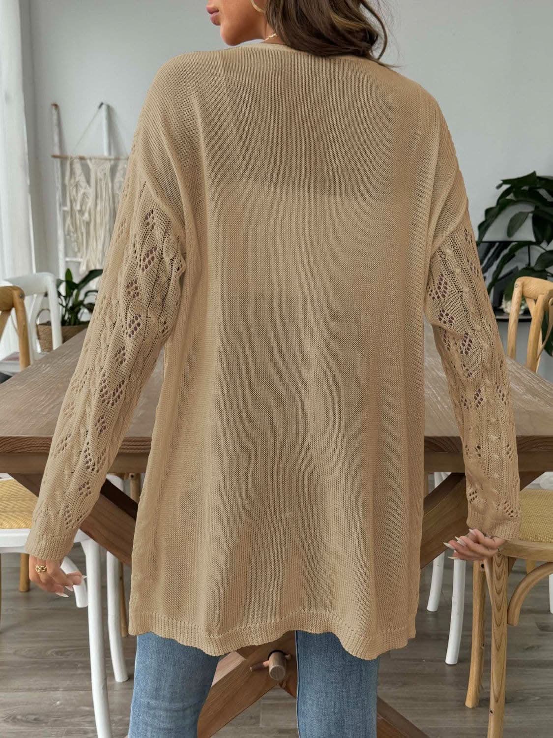 Trendsi Chic long sleeve openwork cardigan