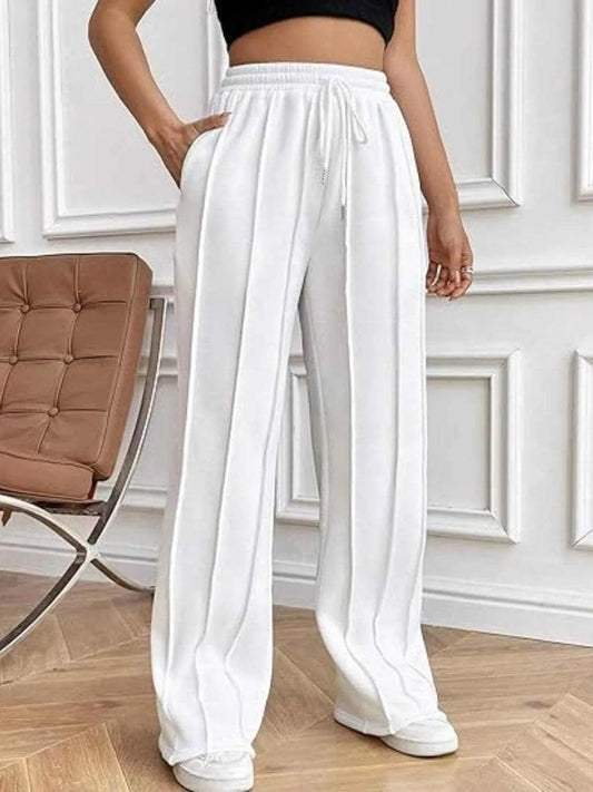 Trendsi Drawstring wide-leg trousers with pockets