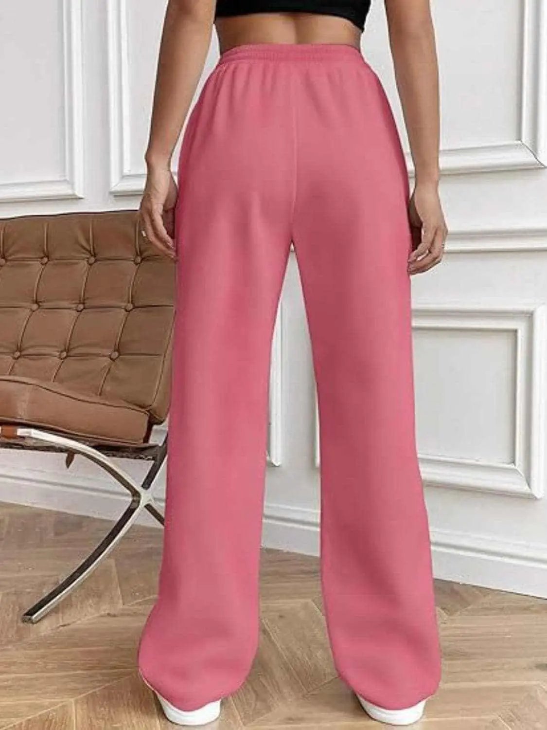 Trendsi Drawstring wide-leg trousers with pockets