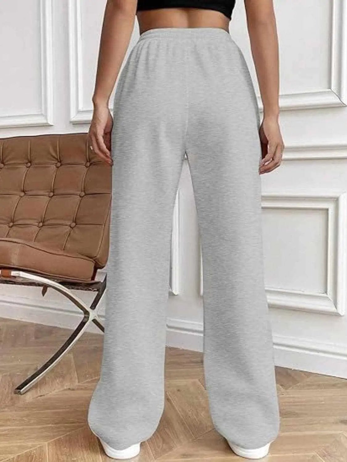 Trendsi Drawstring wide-leg trousers with pockets