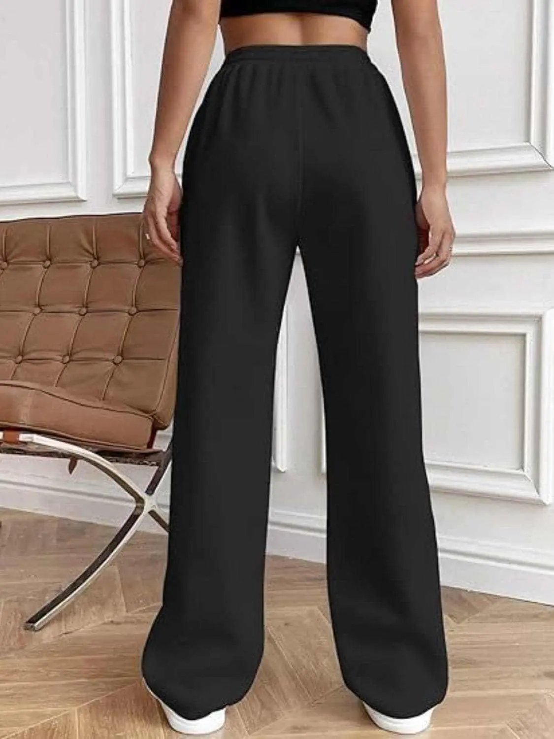 Trendsi Drawstring wide-leg trousers with pockets