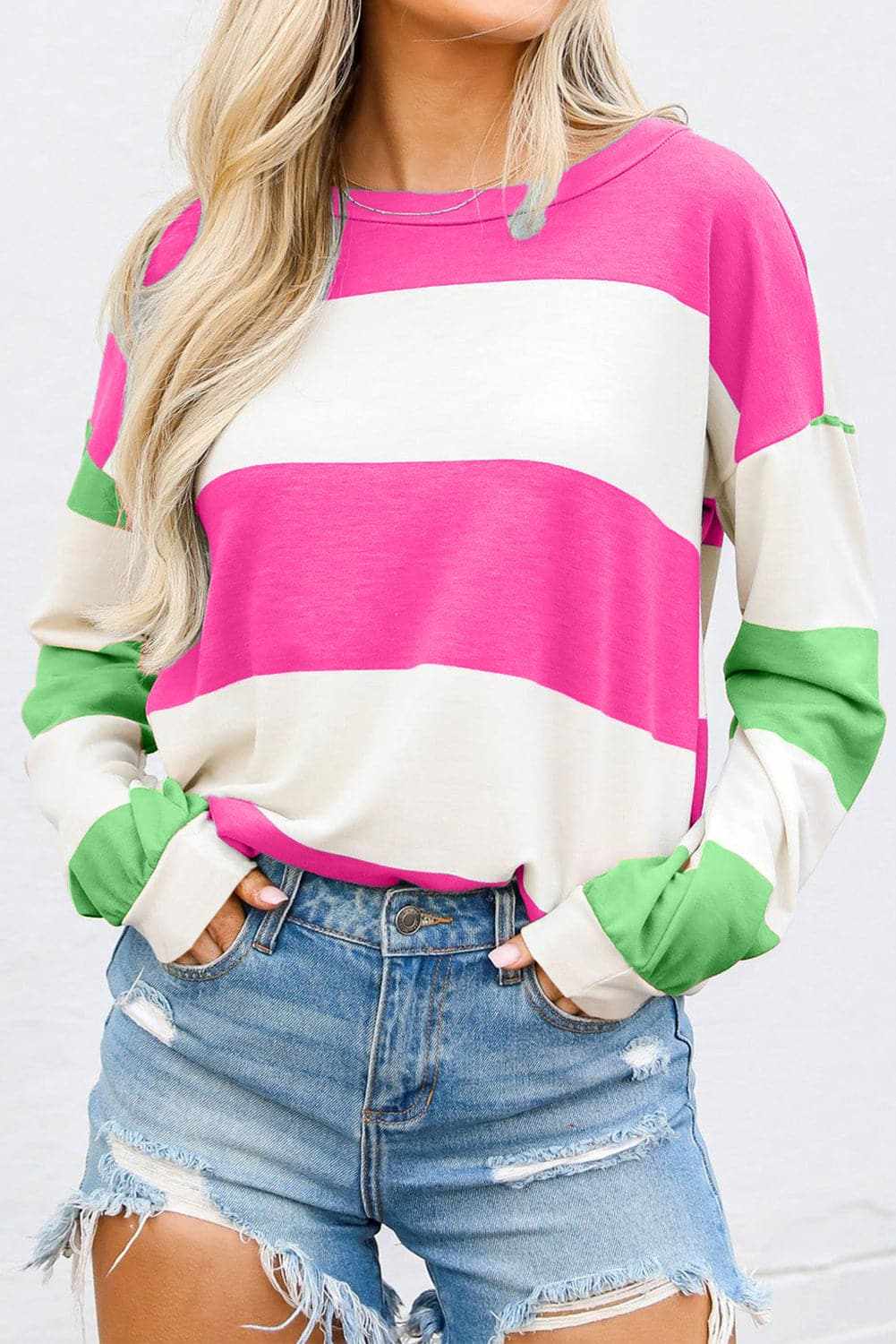 Long Sleeve Tee - Colorful Block - Casual Comfort