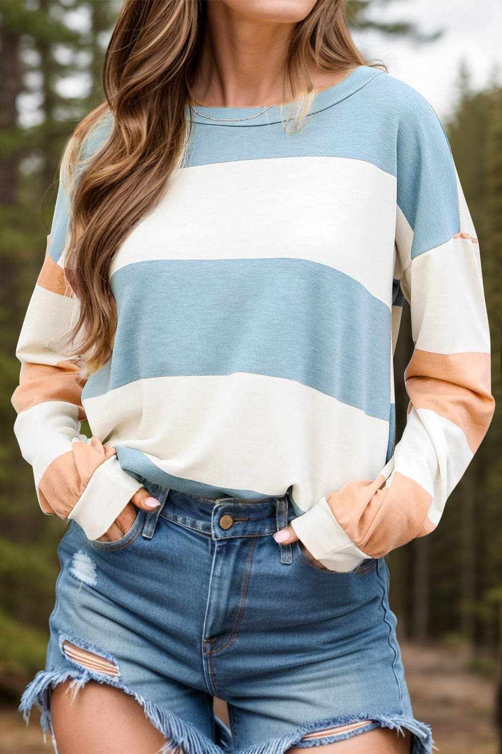 Long Sleeve Tee - Colorful Block - Casual Comfort