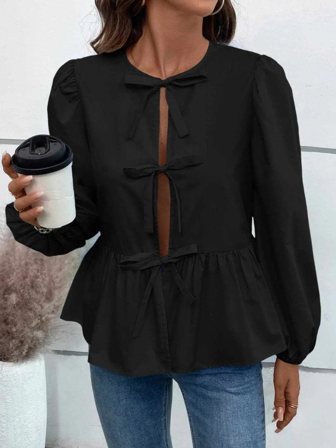 Top - Long Sleeve Peplum - Chic & Flattering