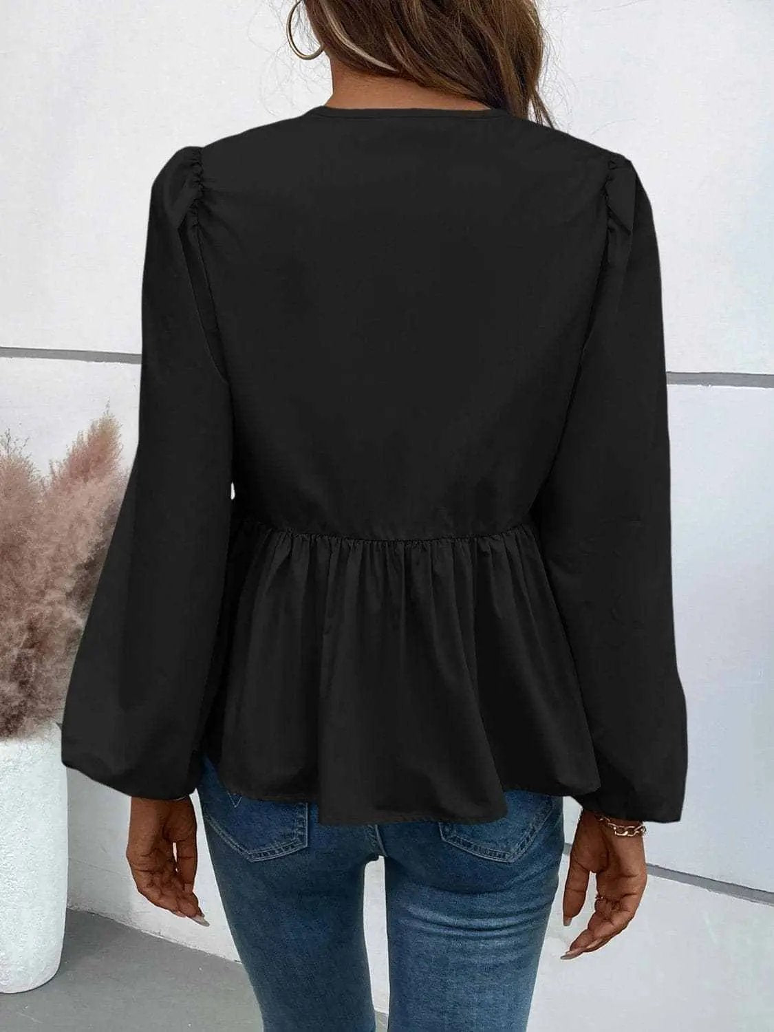 Top - Long Sleeve Peplum - Chic & Flattering