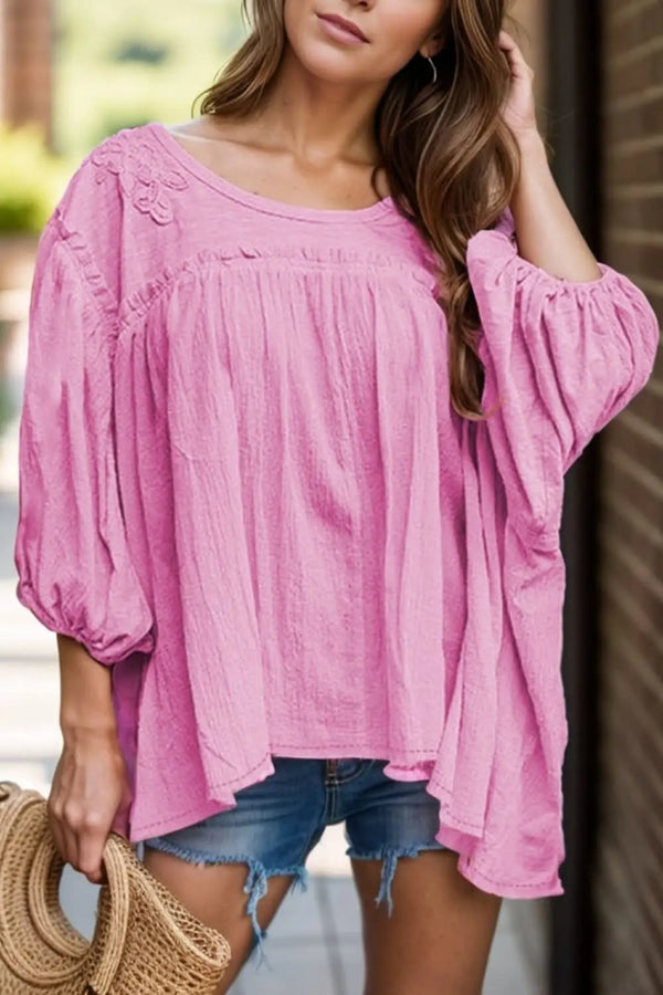 Trendsi Lace detail cotton blouse for women