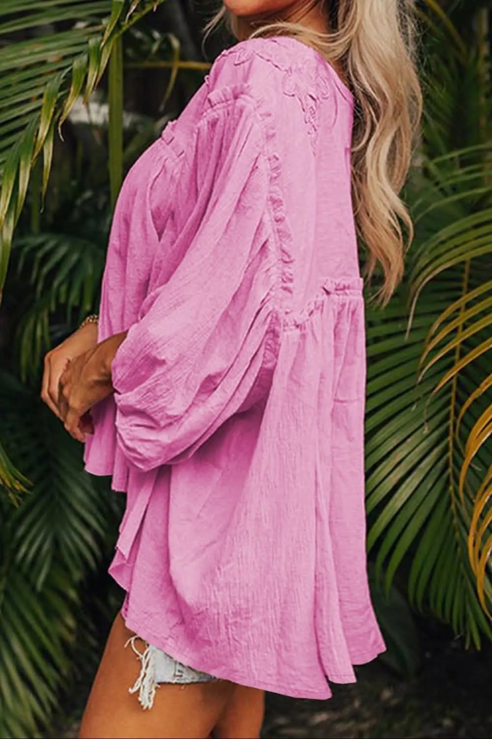 Trendsi Lace detail cotton blouse for women