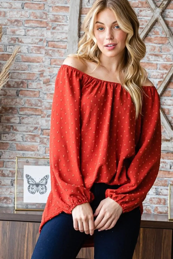 Trendsi Swiss Dot Top Women's Off-Shoulder T-Shirt Cute & Trendy