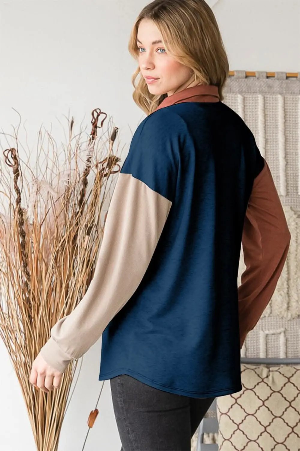 Trendsi Shirts - Color block button-down shirt - Premium Quality