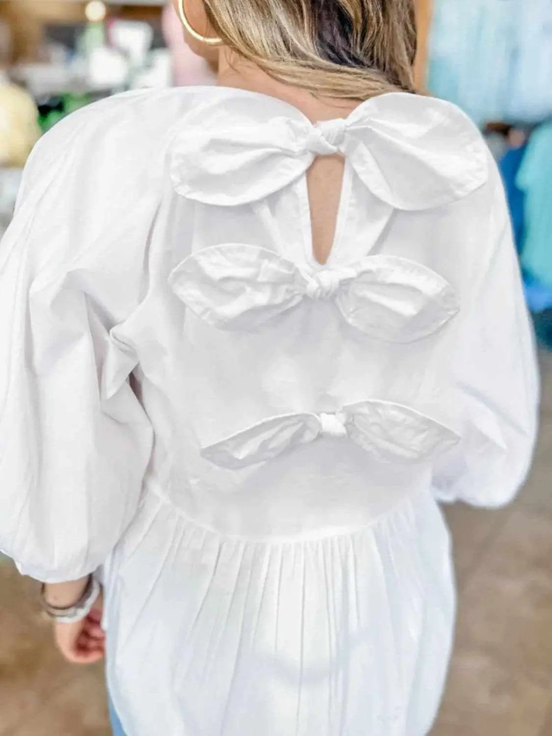 Cotton Blouse - Elegant Bow Detail - Classic Style