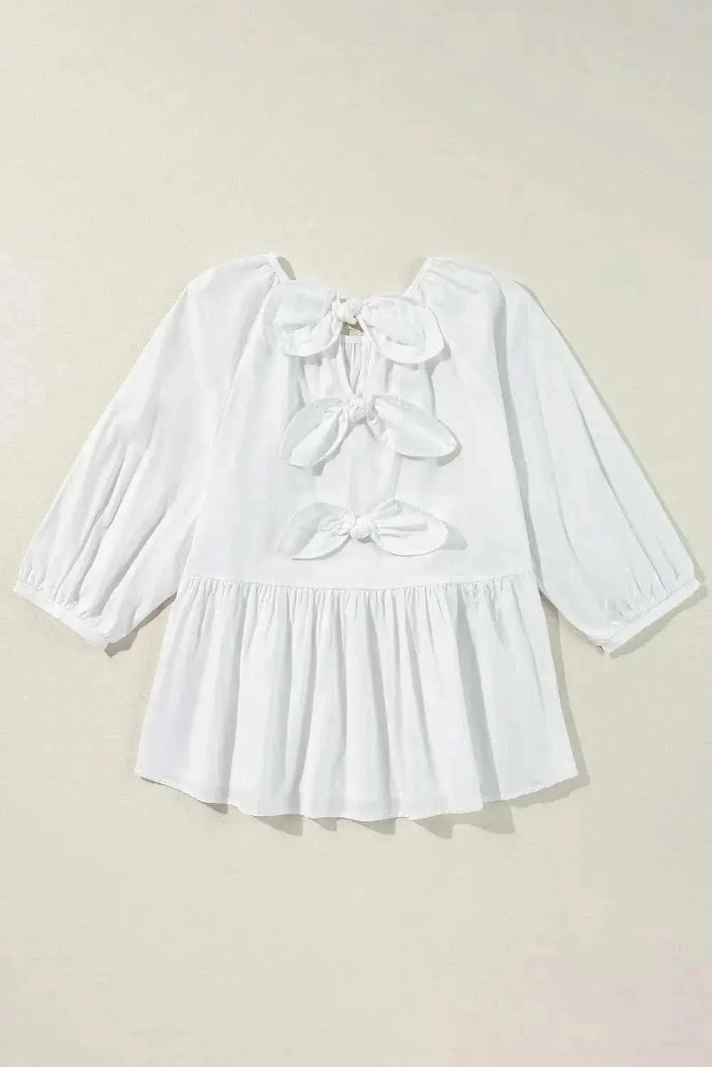 Cotton Blouse - Elegant Bow Detail - Classic Style