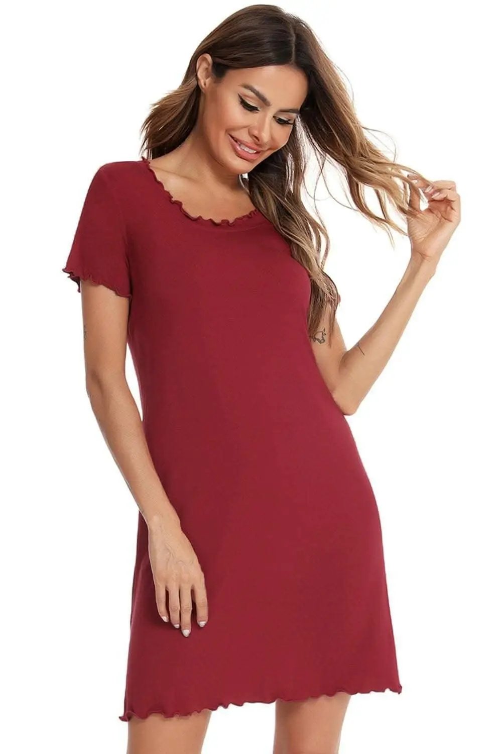 Short Sleeve Lounge Dress - Chic Sleep & Relax - Effortless Comfort