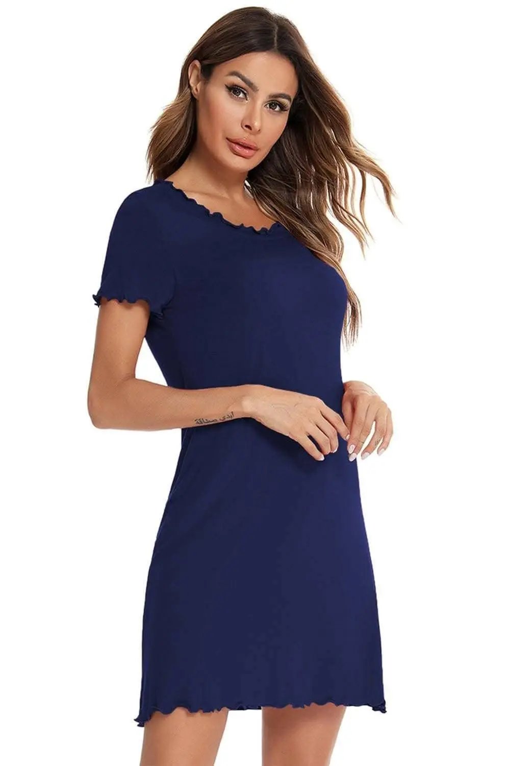 Short Sleeve Lounge Dress - Chic Sleep & Relax - Effortless Comfort