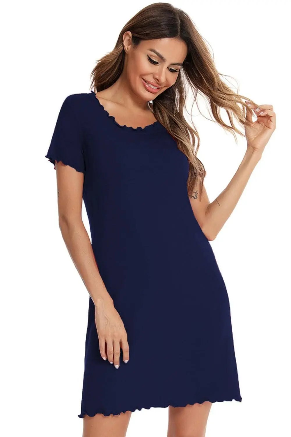 Short Sleeve Lounge Dress - Chic Sleep & Relax - Effortless Comfort