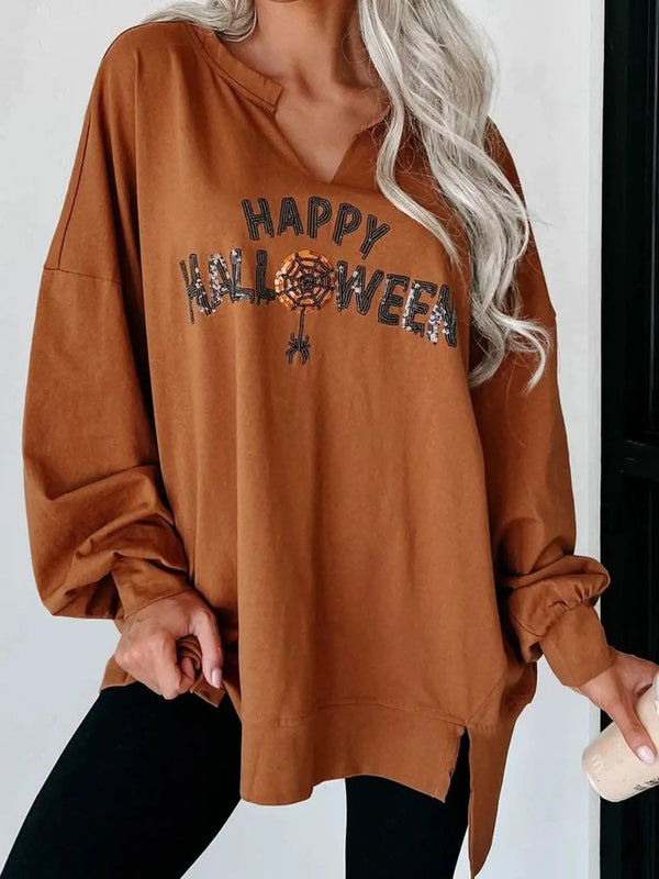Trendsi Notched sequin letter top in sheer