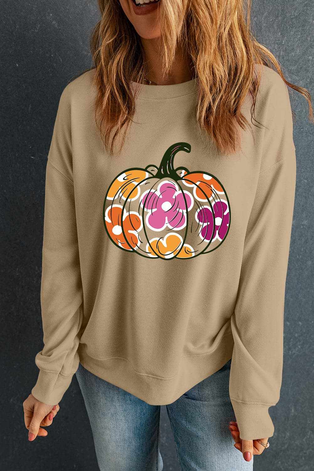 Trendsi Autumn Graphic Long Sleeve Top - Sweatshirts &