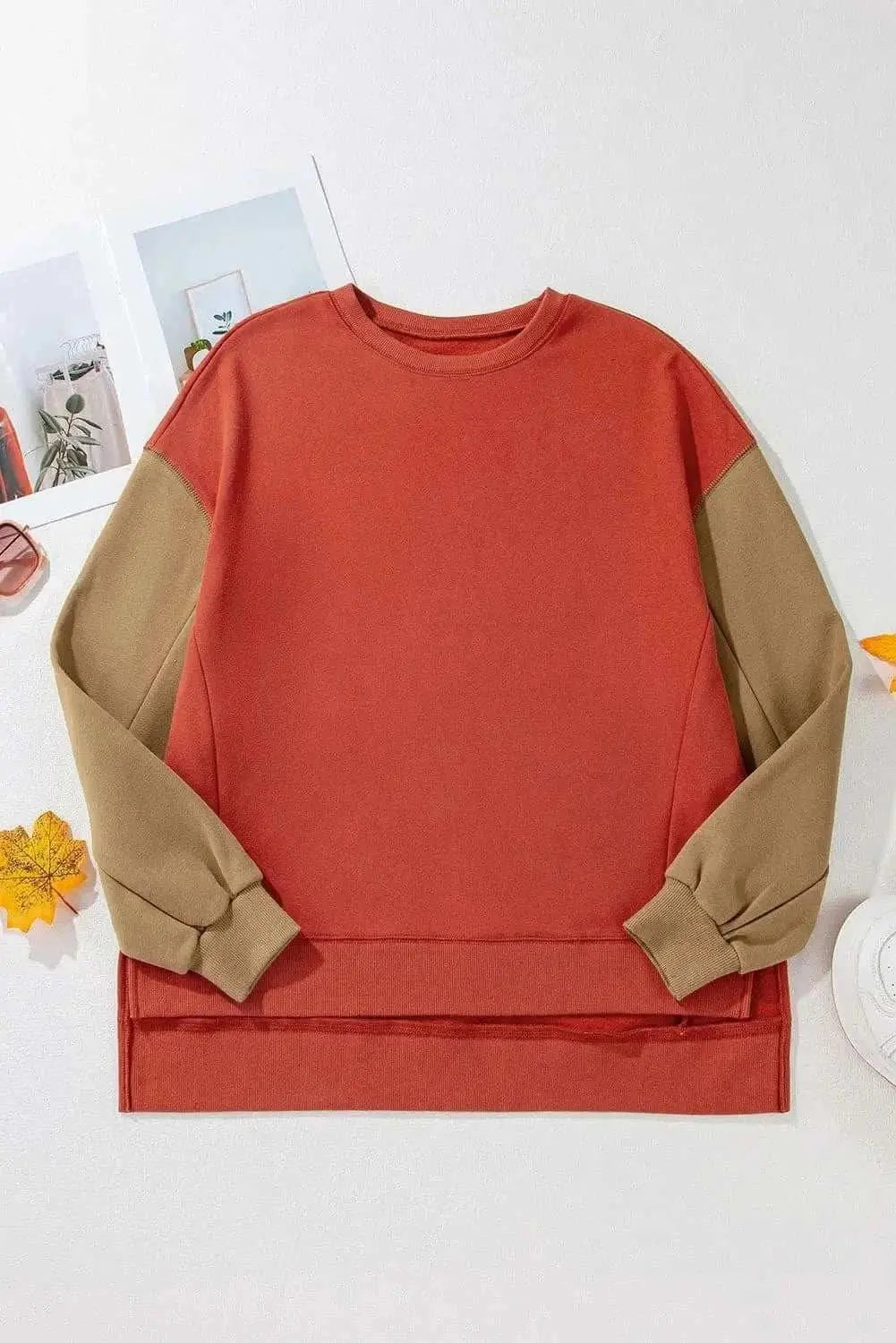 Trendsi Color-blocked long sleeve sweatshirt
