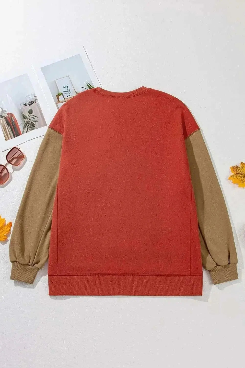 Trendsi Color-blocked long sleeve sweatshirt