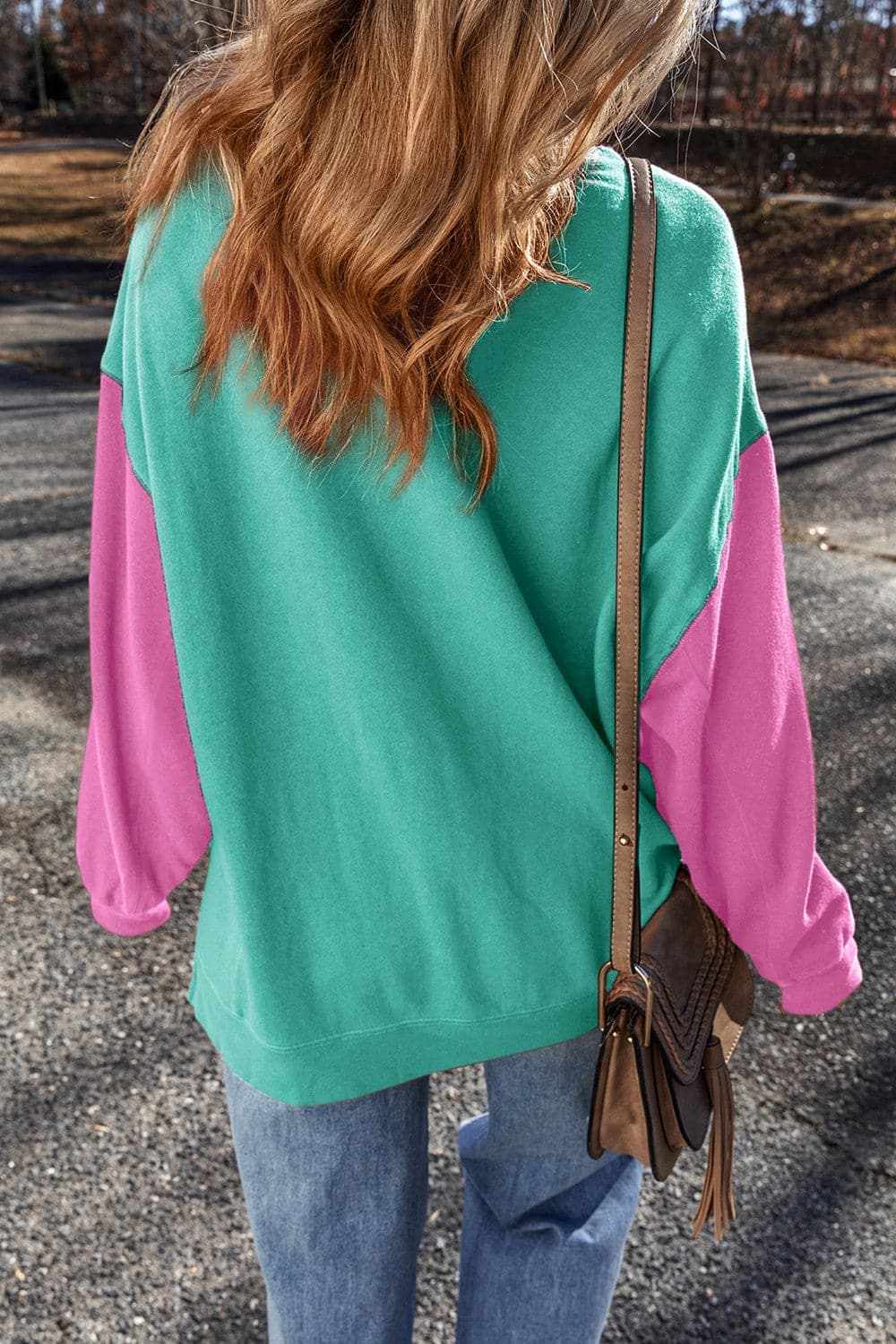 Trendsi Color-blocked long sleeve sweatshirt