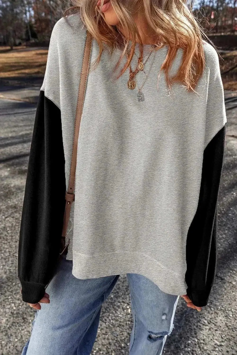 Trendsi Color-blocked long sleeve sweatshirt