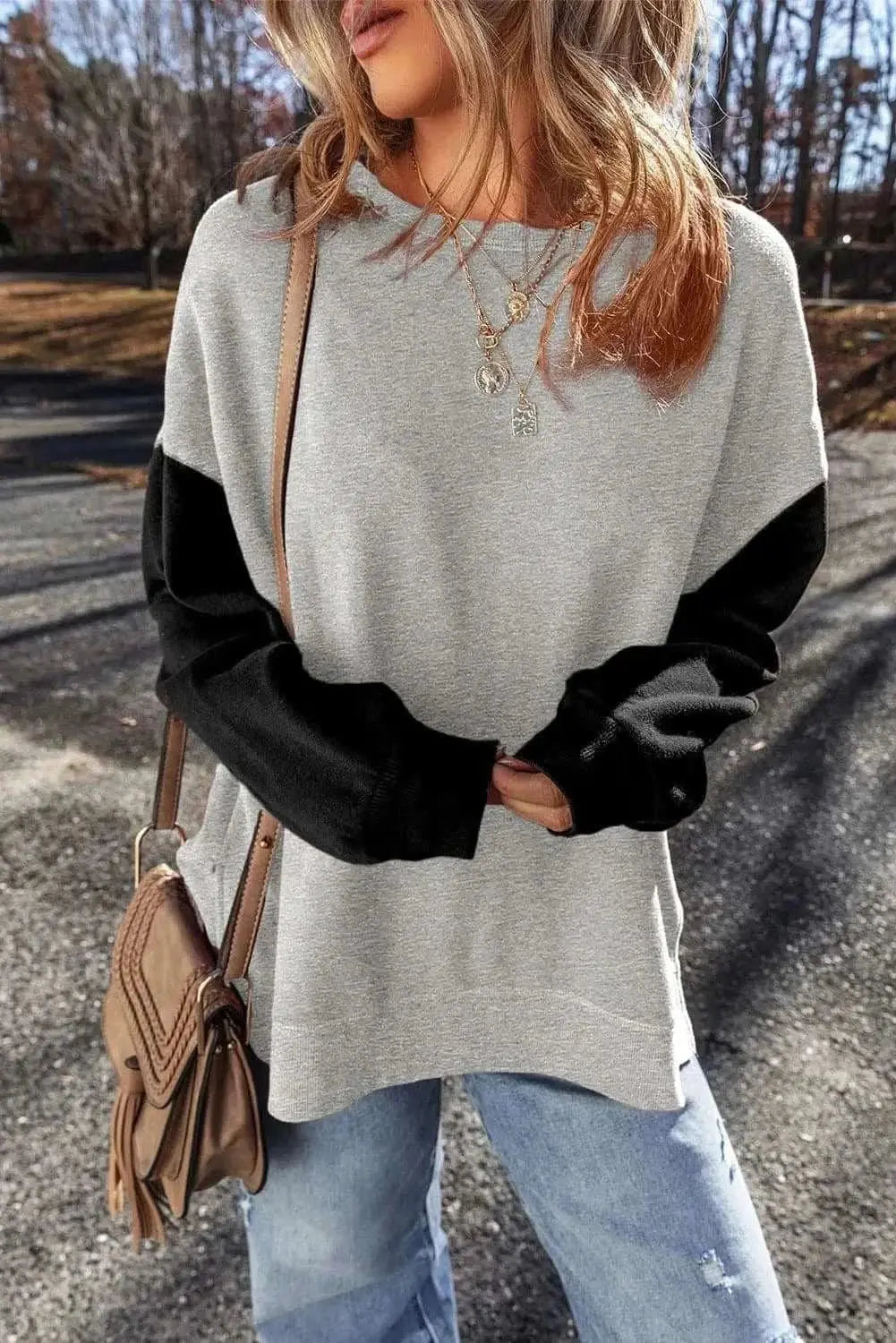 Trendsi Color-blocked long sleeve sweatshirt