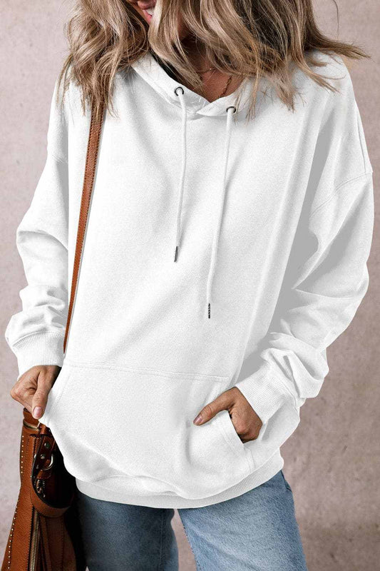 Trendsi Sheer pocket hoodie with drawstring