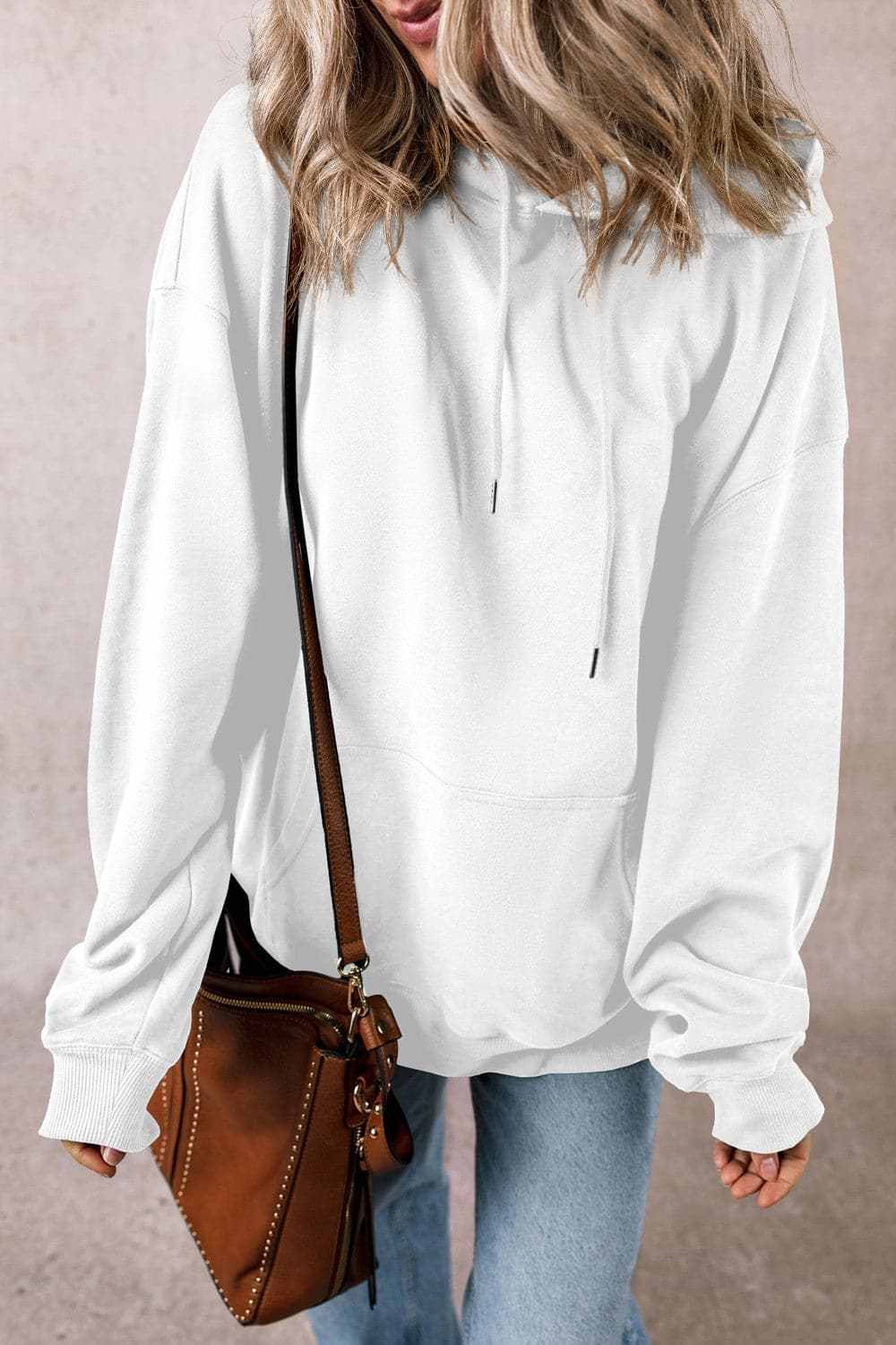 Trendsi Sheer pocket hoodie with drawstring