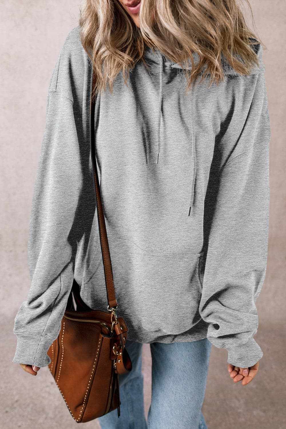 Trendsi Sheer pocket hoodie with drawstring