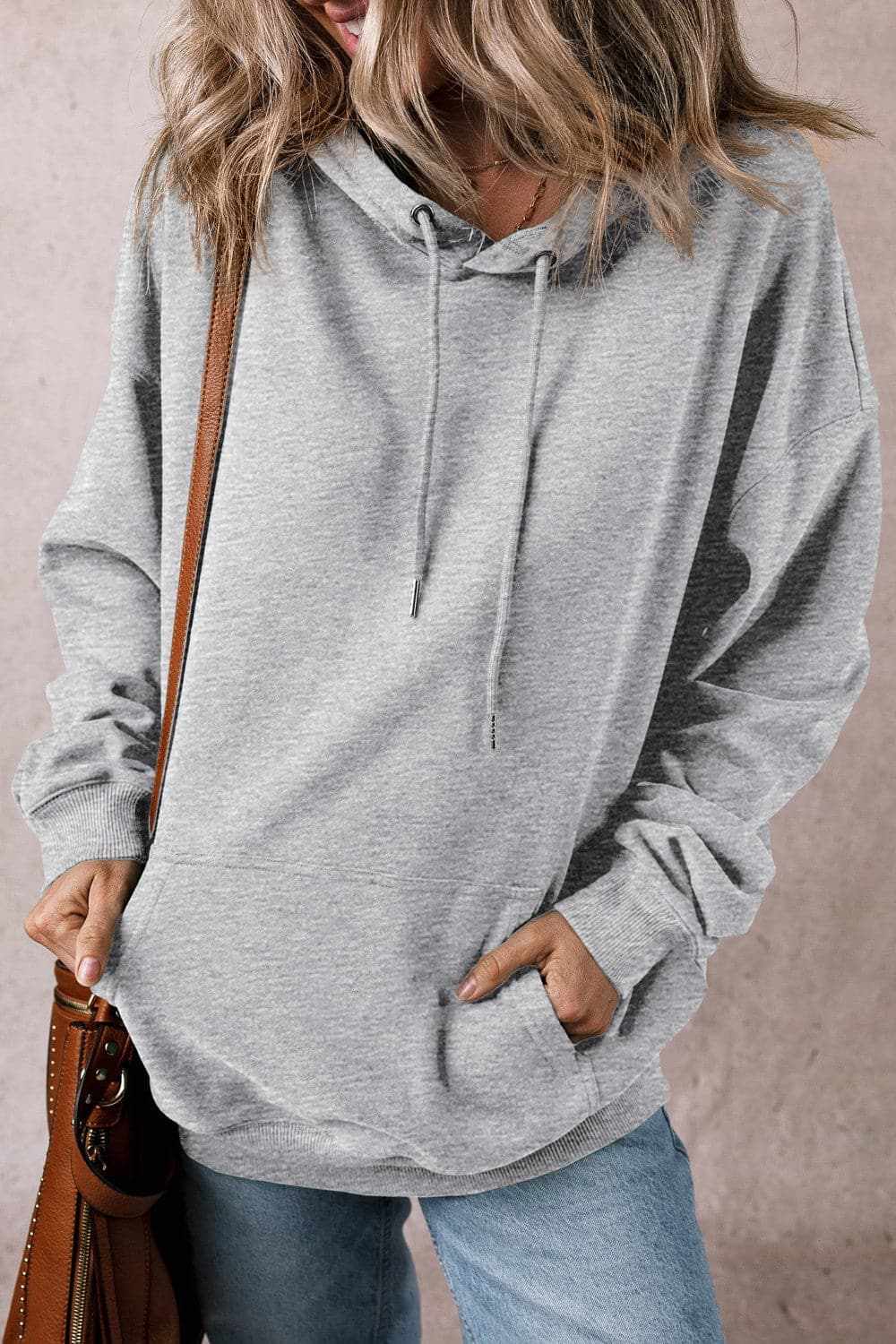 Trendsi Sheer pocket hoodie with drawstring