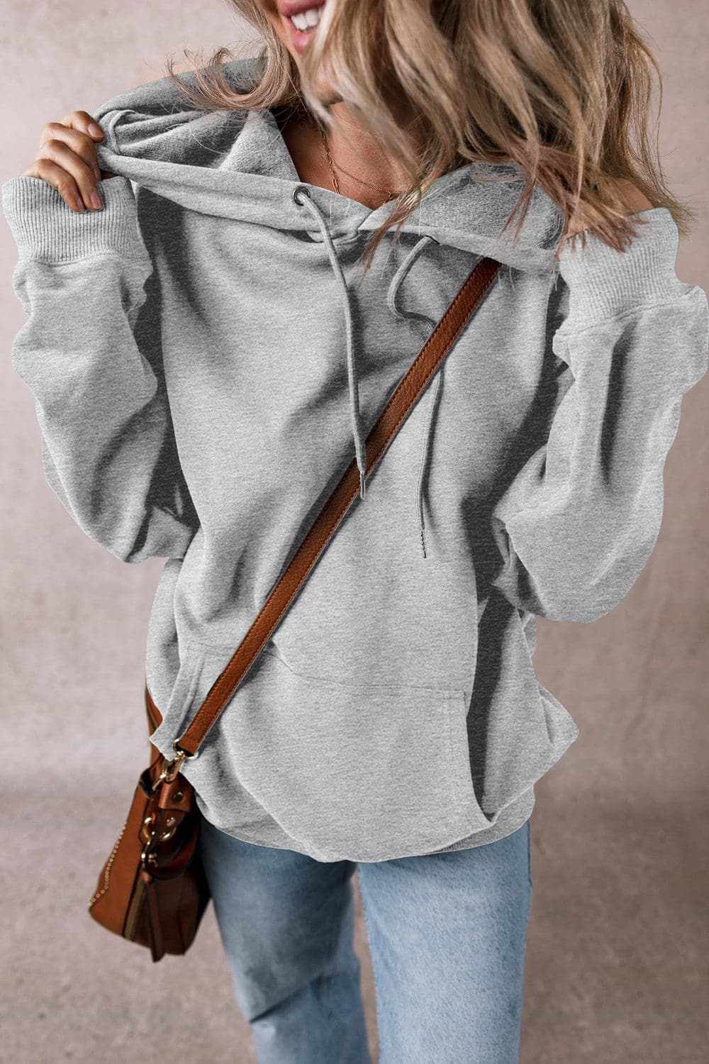 Trendsi Sheer pocket hoodie with drawstring