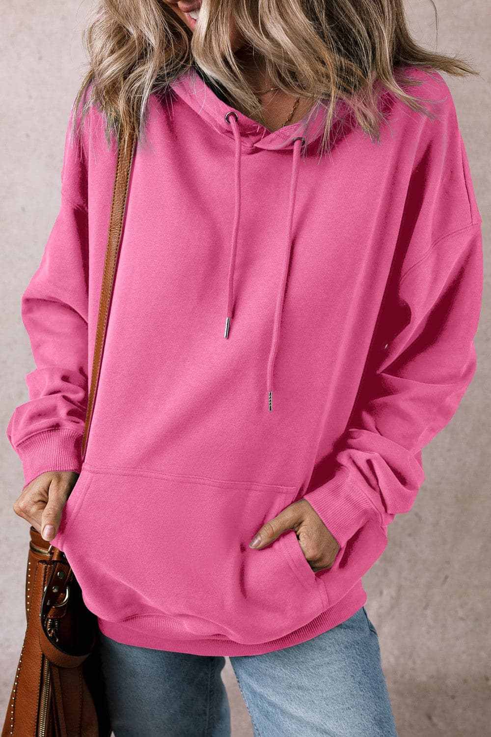 Trendsi Sheer pocket hoodie with drawstring