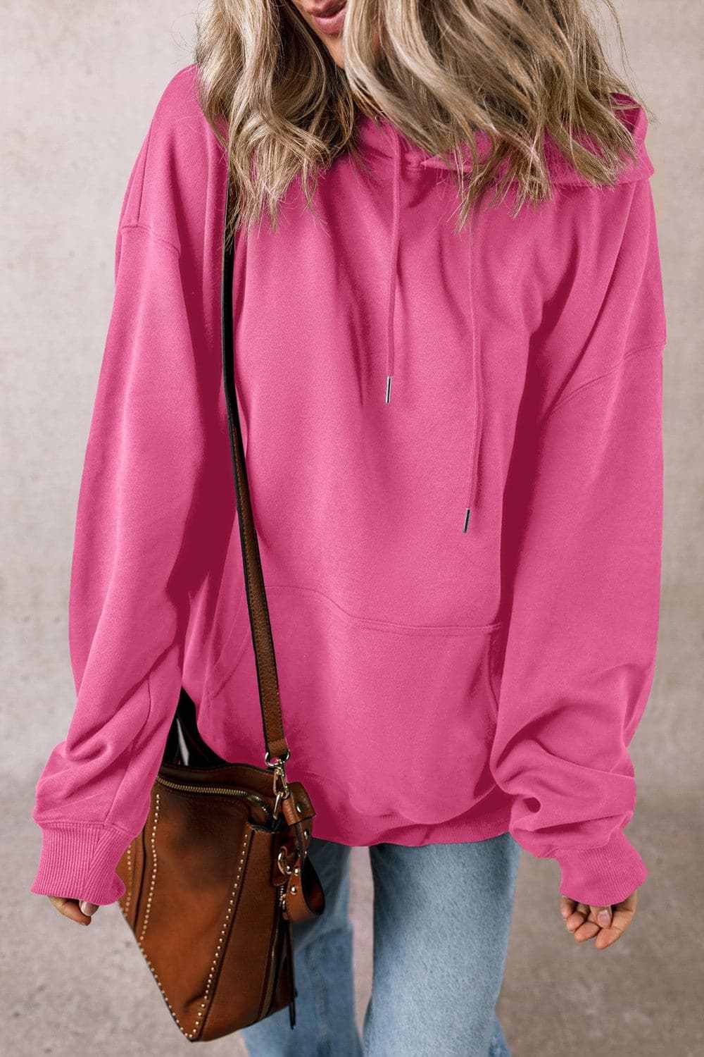 Trendsi Sheer pocket hoodie with drawstring