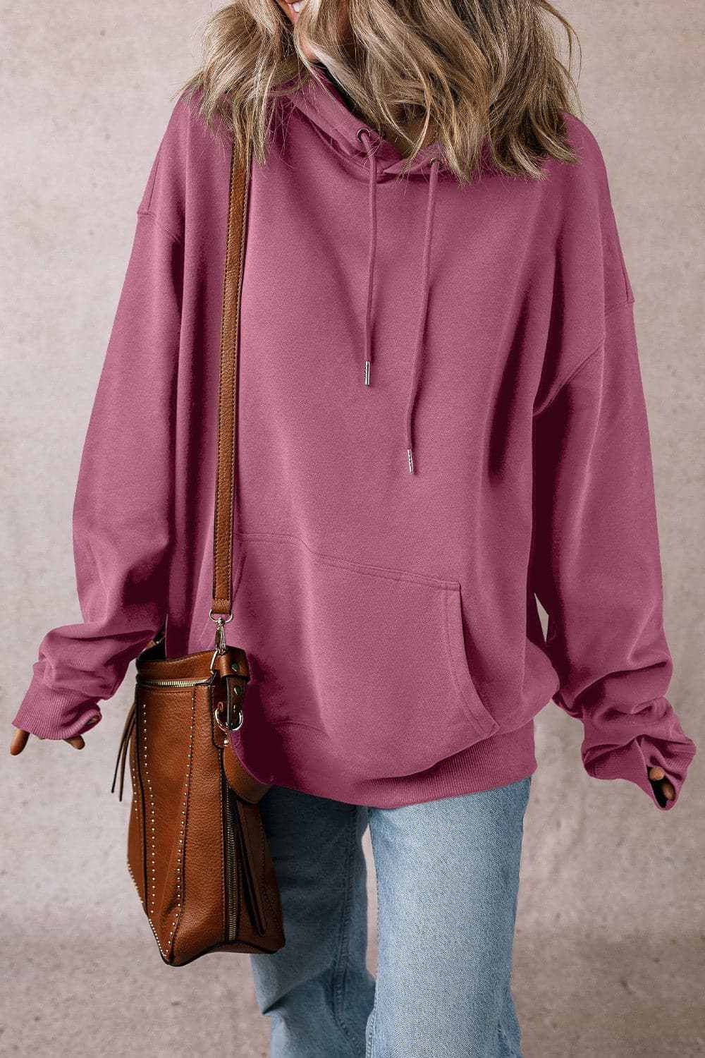 Trendsi Sheer pocket hoodie with drawstring