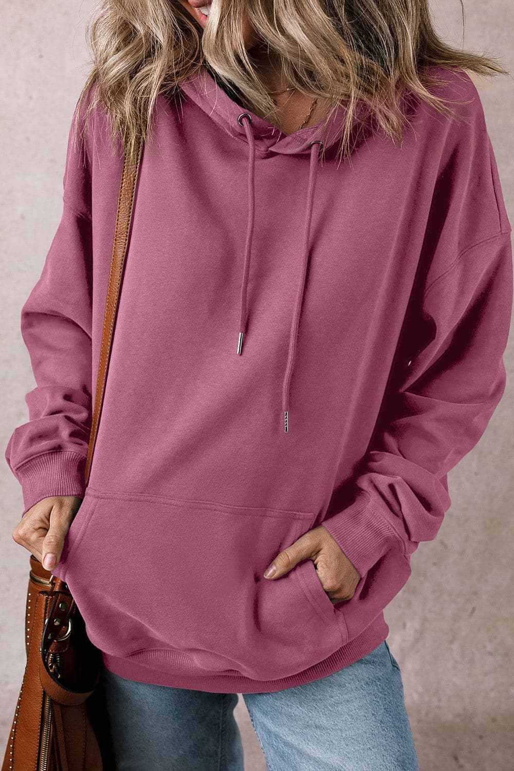 Trendsi Sheer pocket hoodie with drawstring