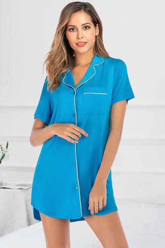 Swim Dress - Pockets & Piping - Chic