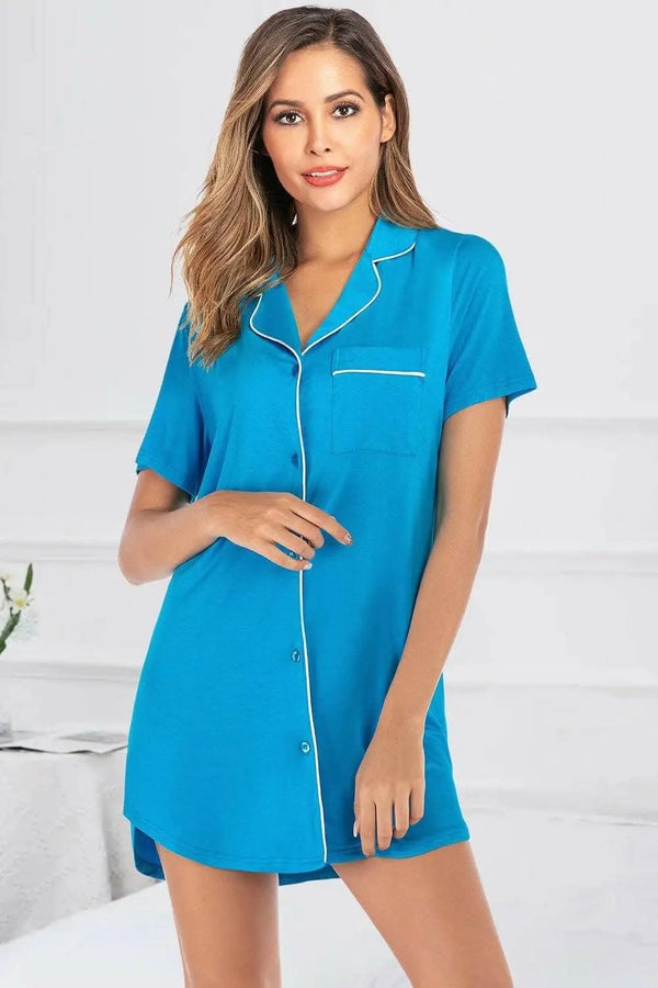 Swim Dress - Pockets & Piping - Chic