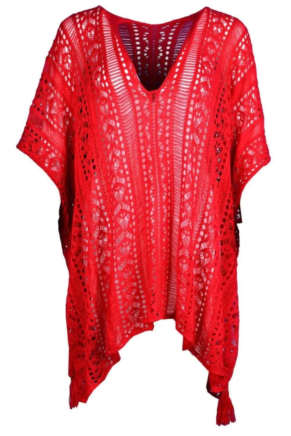 Swimwear Cover-up - Sheer V-Neck Tassels - Chic