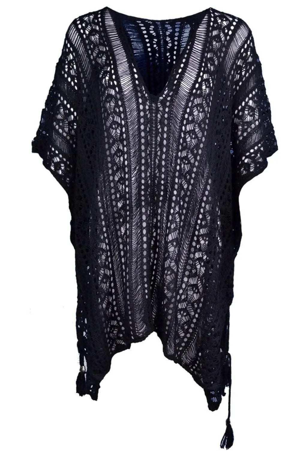 Swimwear Cover-up - Sheer V-Neck Tassels - Chic