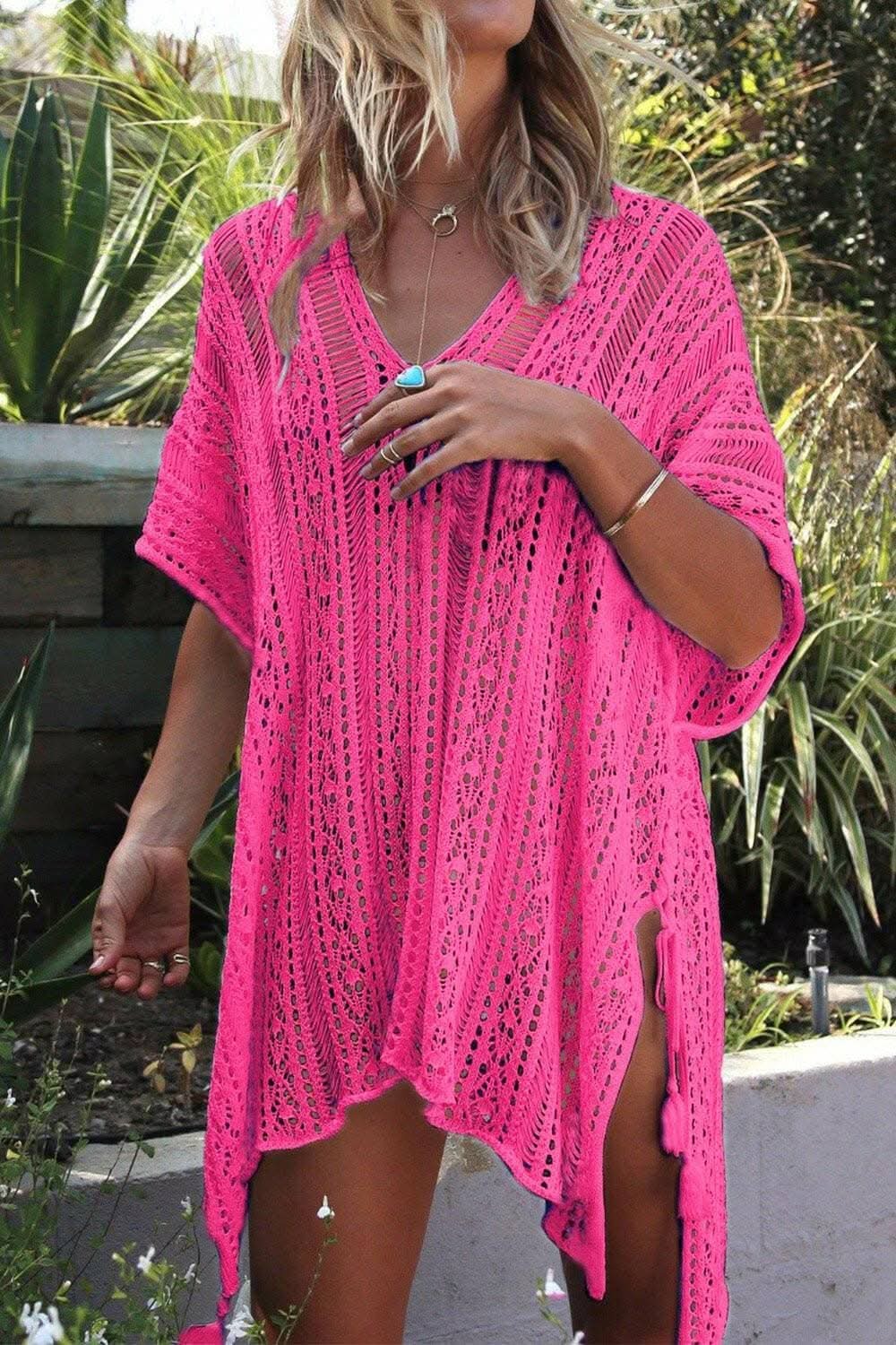 Swimwear Cover-up - Sheer V-Neck Tassels - Chic