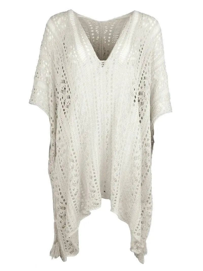 Swimwear Cover-up - Sheer V-Neck Tassels - Chic