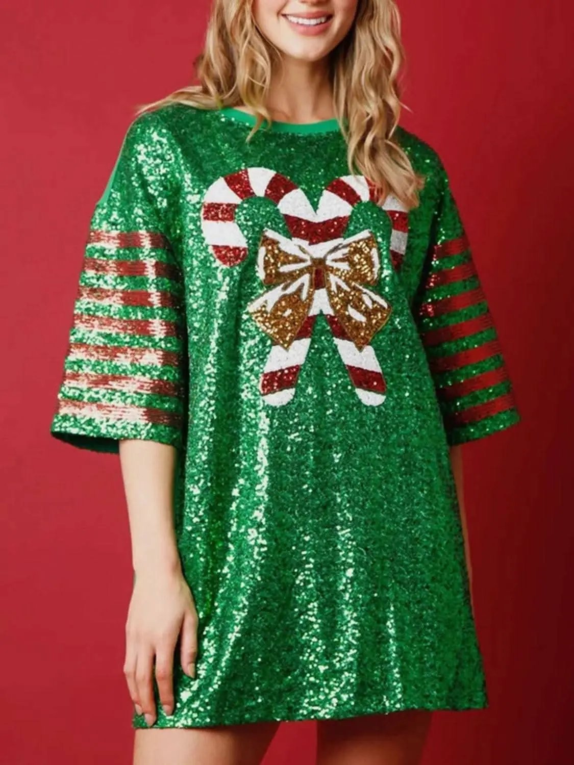 Trendsi Sequin half sleeve tee - stylish & durable