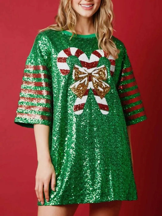 Trendsi Sequin half sleeve tee - stylish & durable