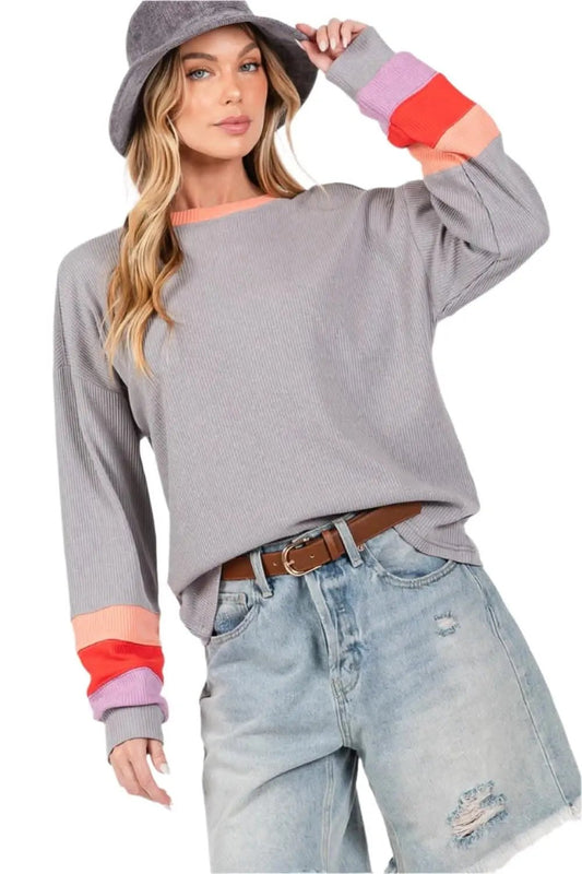 Trendsi Sage+Fig Color Block Tee Women's Everyday T-Shirt Soft & Comfy