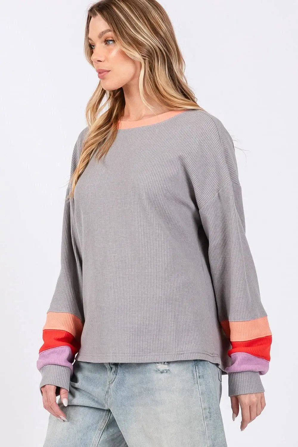 Trendsi Sage+Fig Color Block Tee Women's Everyday T-Shirt Soft & Comfy