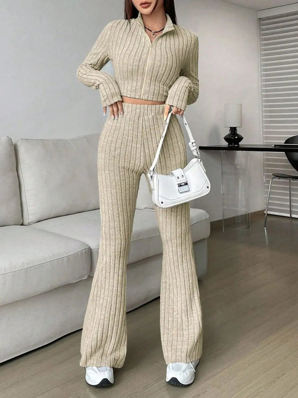 Trendsi Cozy zip-up lounge set for women